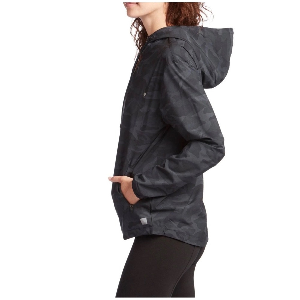 Vuori Outdoor Trainer Shell Jacket Womens Small Gray Camo Full Zip Stretch VW501